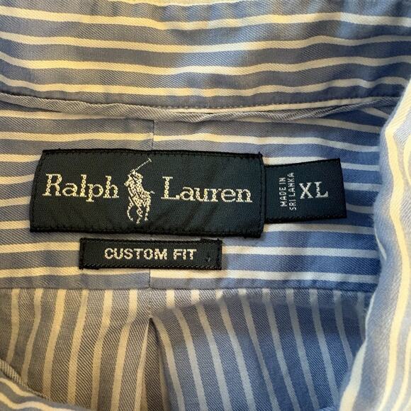 Polo Ralph Lauren Men’s Custom Fit Long Sleeve Button Down Shirt Striped Sz XL - Picture 9 of 12